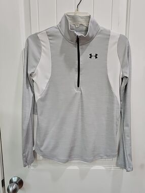 Under Armour Gray and White Half-Zip Athletic Pullover